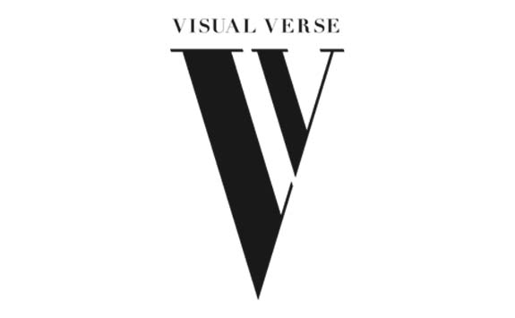 Visual Verse logo. A large black V with the words Visual Verse sat on top in black font.